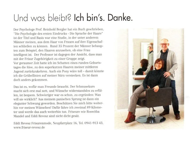 Artikel über eddi revesz Frisurenmode in Regensburg & genießen, Winter 2013